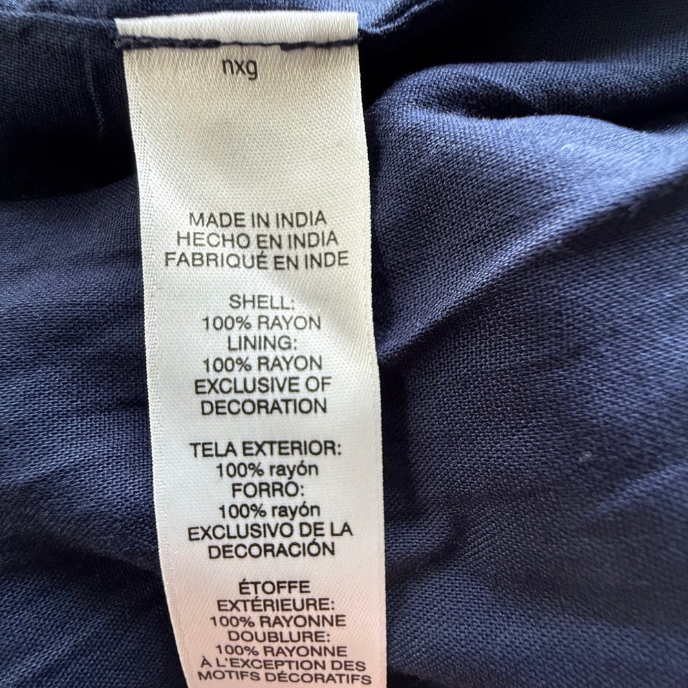 Chico's Embroidered Hem Dress Navy Blue Size 3 - Picture 7 of 10